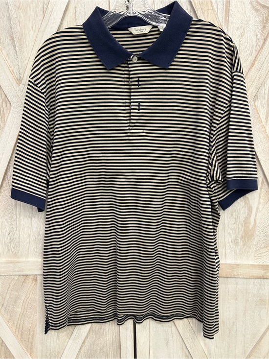 Turnbury Other - Turnbury Est. 1980 100% Peruvian Cotton Large Navy & Cream Stripe Preppy Costal